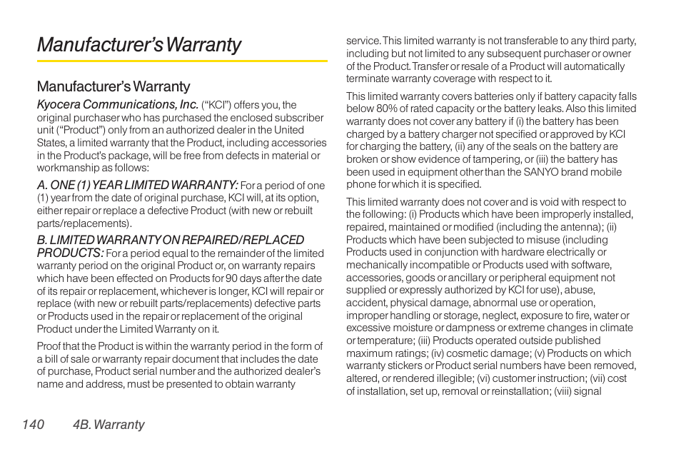 Manufacturer’s warranty | TOA Electronics SCP-2700 User Manual | Page 152 / 160