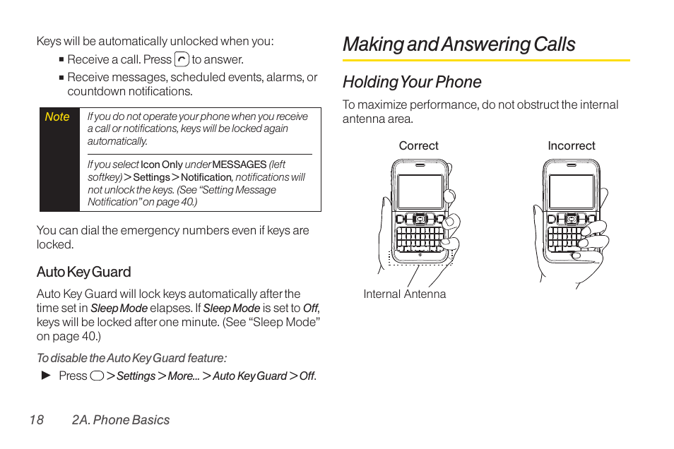 Making and answering calls, Holding your phone | TOA Electronics SCP-2700 User Manual | Page 30 / 160