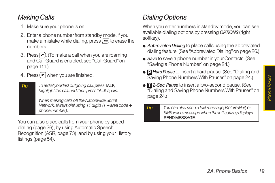 Making calls, Dialing options | TOA Electronics SCP-2700 User Manual | Page 31 / 160