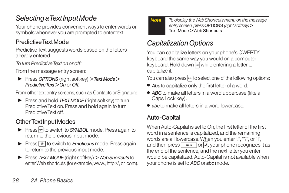 Selecting a text input mode, Capitalization options | TOA Electronics SCP-2700 User Manual | Page 40 / 160