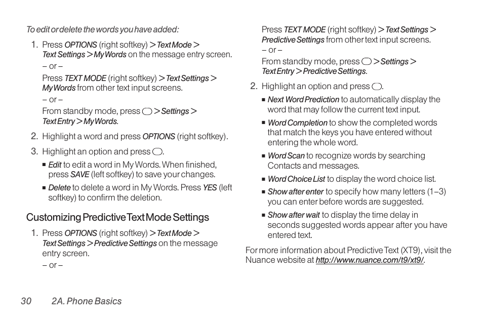 Customizing predictive text mode settings | TOA Electronics SCP-2700 User Manual | Page 42 / 160