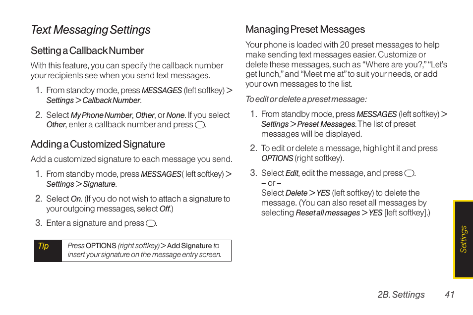 Text messaging settings | TOA Electronics SCP-2700 User Manual | Page 53 / 160