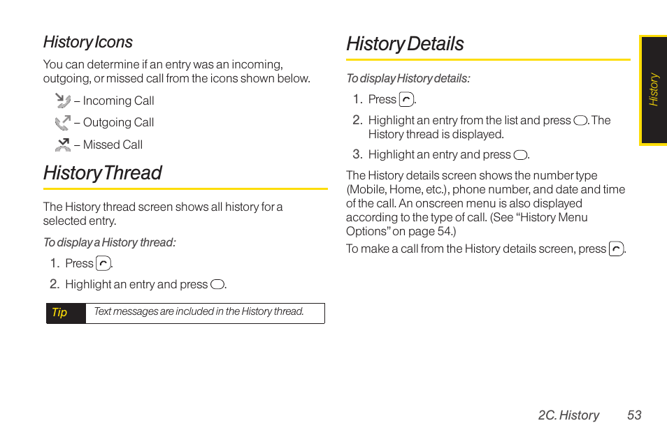 History thread, History details, History icons | TOA Electronics SCP-2700 User Manual | Page 65 / 160
