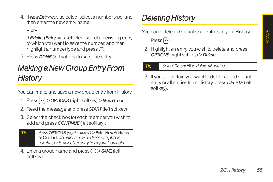 Making a new group entry from history, Deleting history | TOA Electronics SCP-2700 User Manual | Page 67 / 160