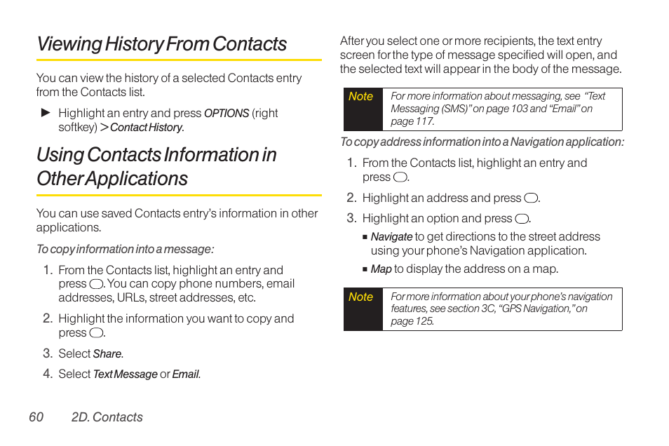 Viewing history from contacts, Using contacts information in other applications, Using contacts information in otherapplications | TOA Electronics SCP-2700 User Manual | Page 72 / 160