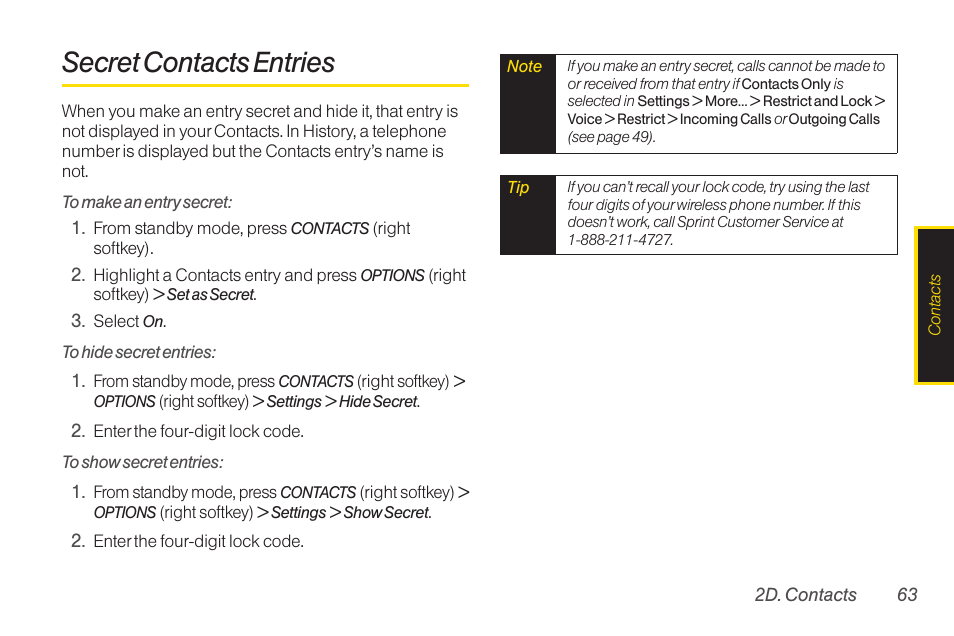 Secret contacts entries | TOA Electronics SCP-2700 User Manual | Page 75 / 160