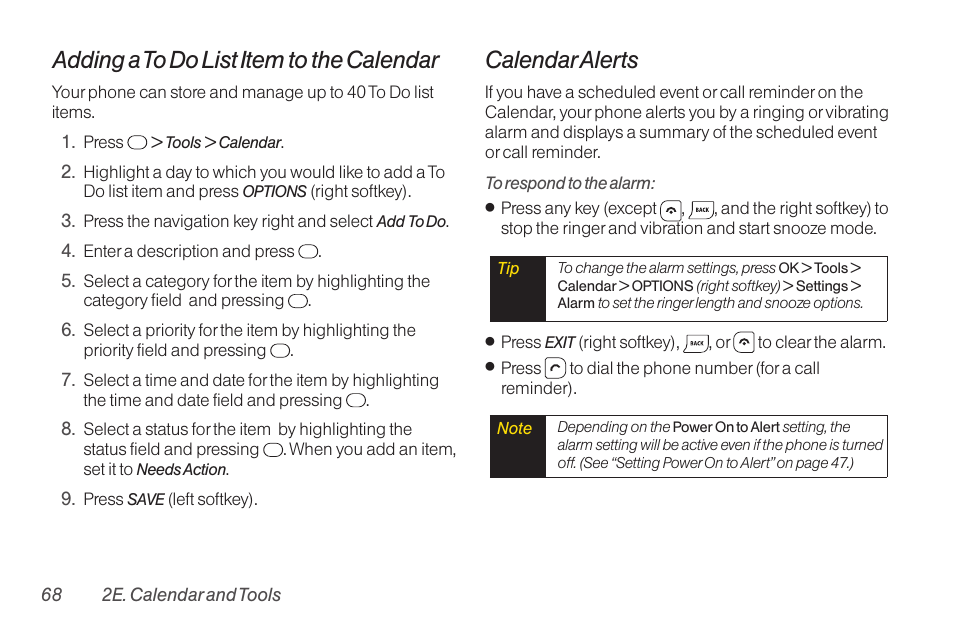 Adding a to do list item to the calendar, Calendaralerts | TOA Electronics SCP-2700 User Manual | Page 80 / 160