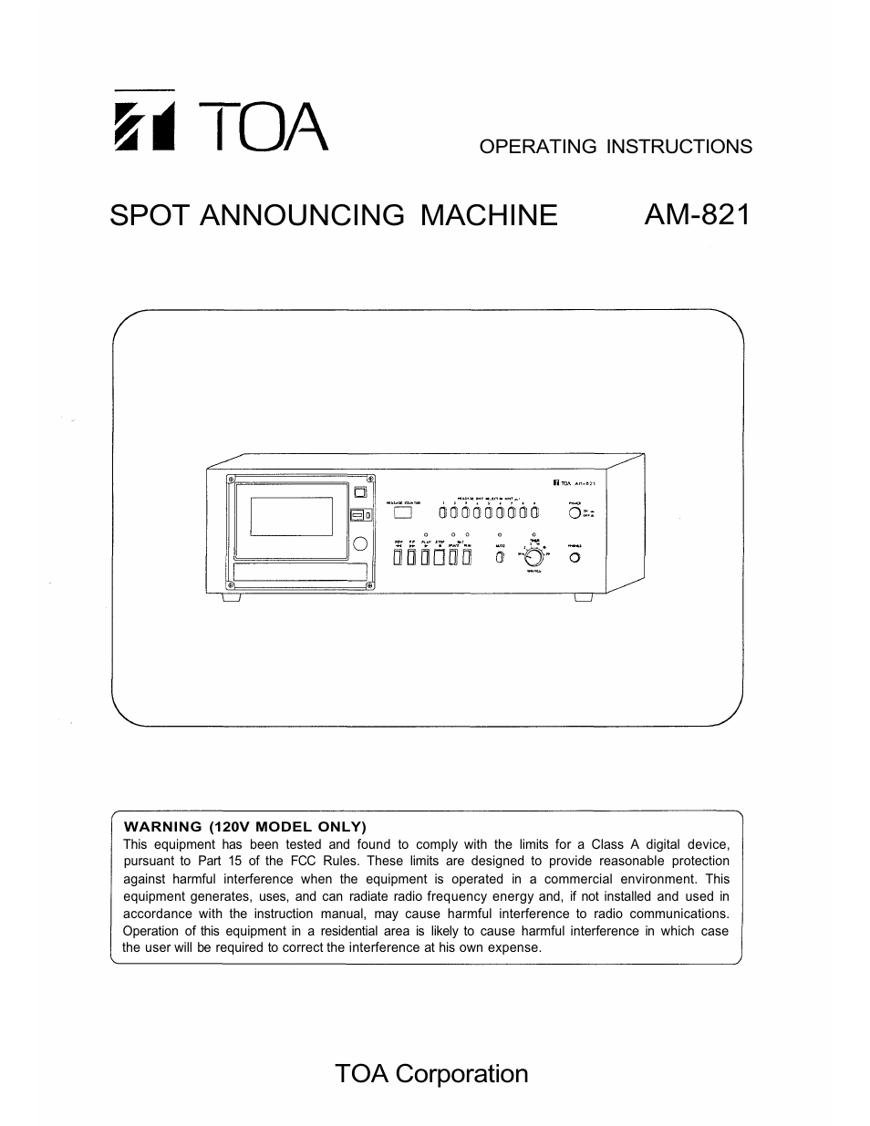 TOA Electronics AM-821 User Manual | 12 pages