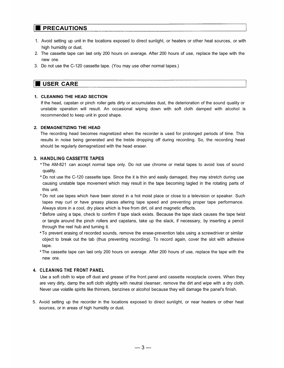 TOA Electronics AM-821 User Manual | Page 3 / 12