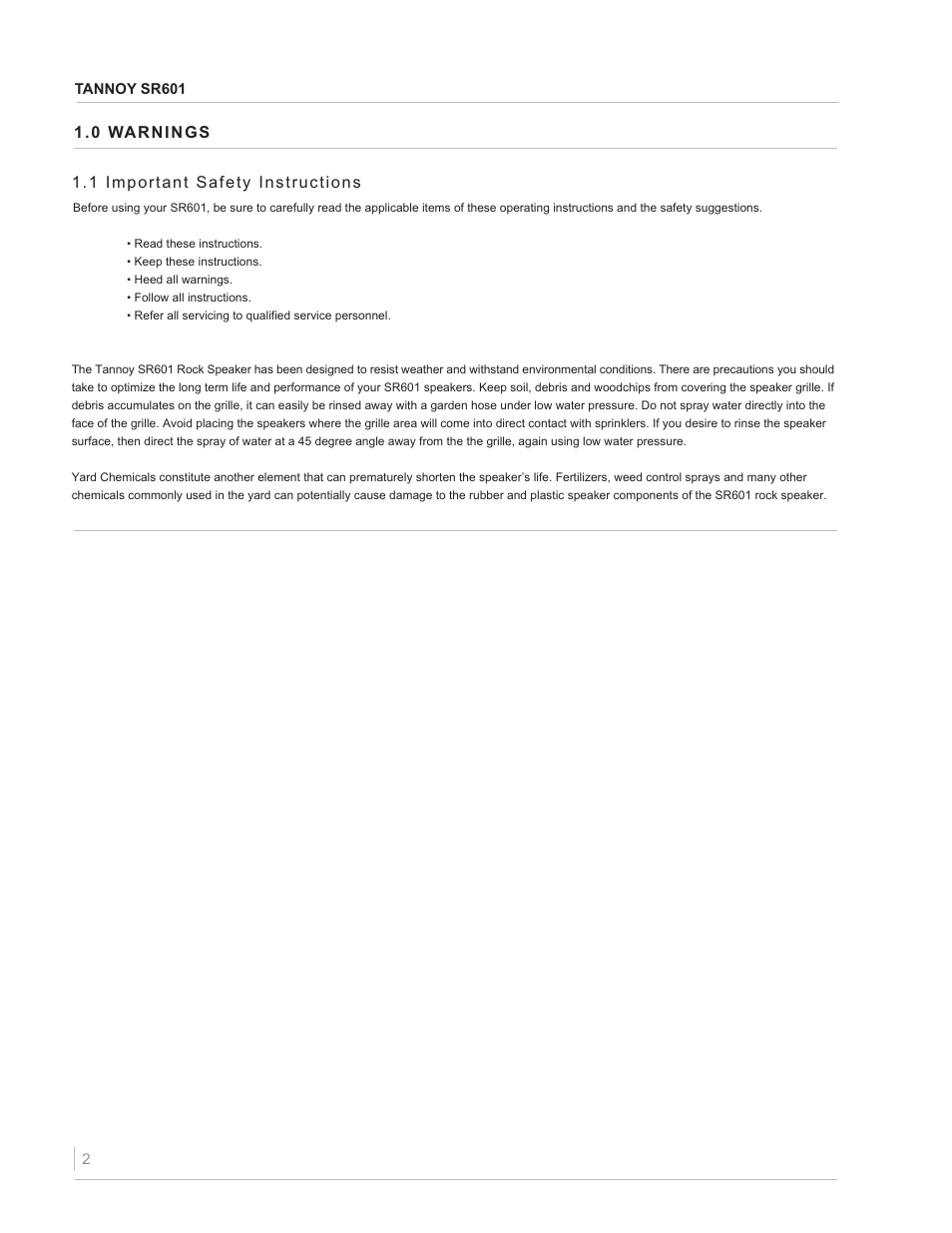 TOA Electronics SR601 User Manual | Page 2 / 8