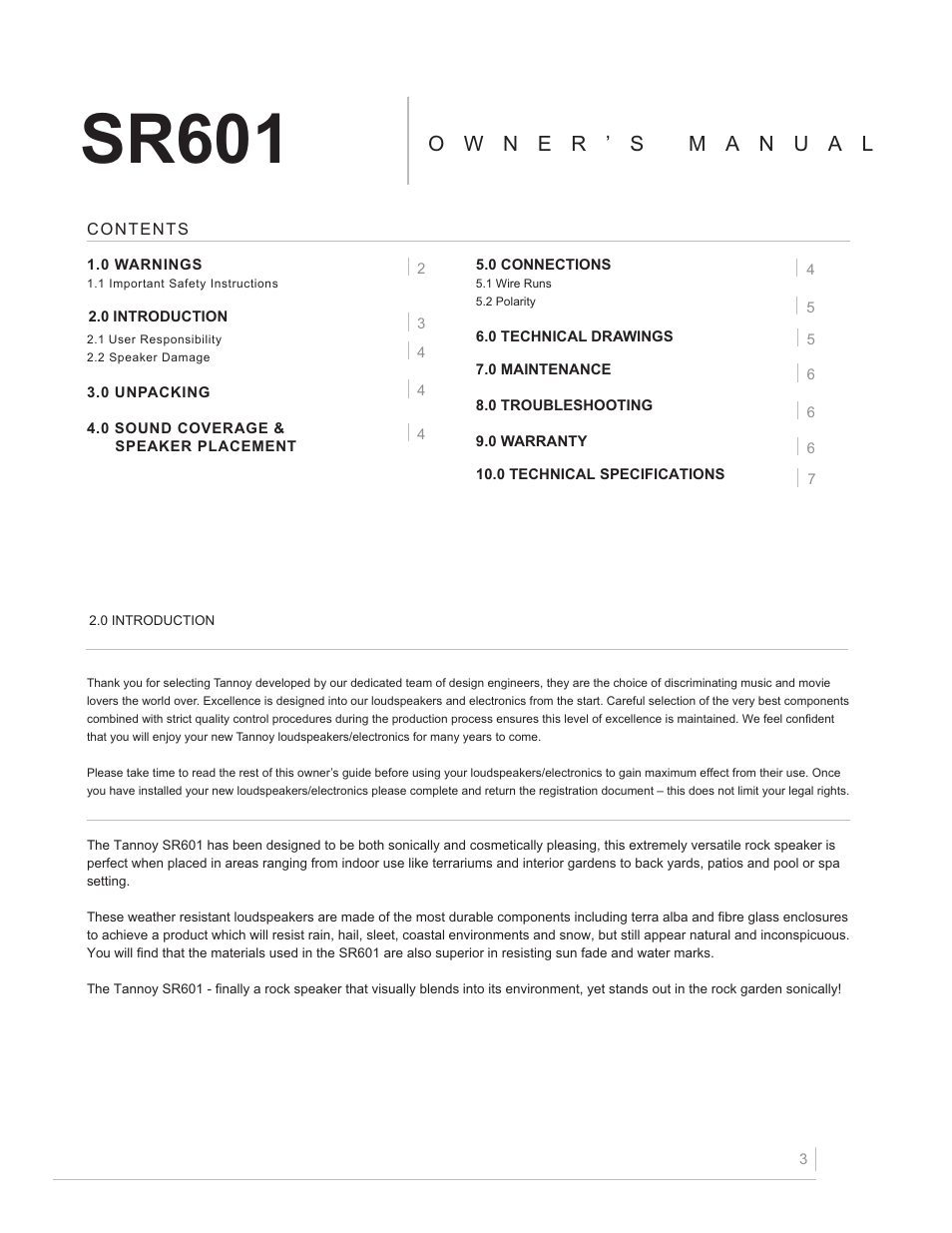 Sr601 | TOA Electronics SR601 User Manual | Page 3 / 8
