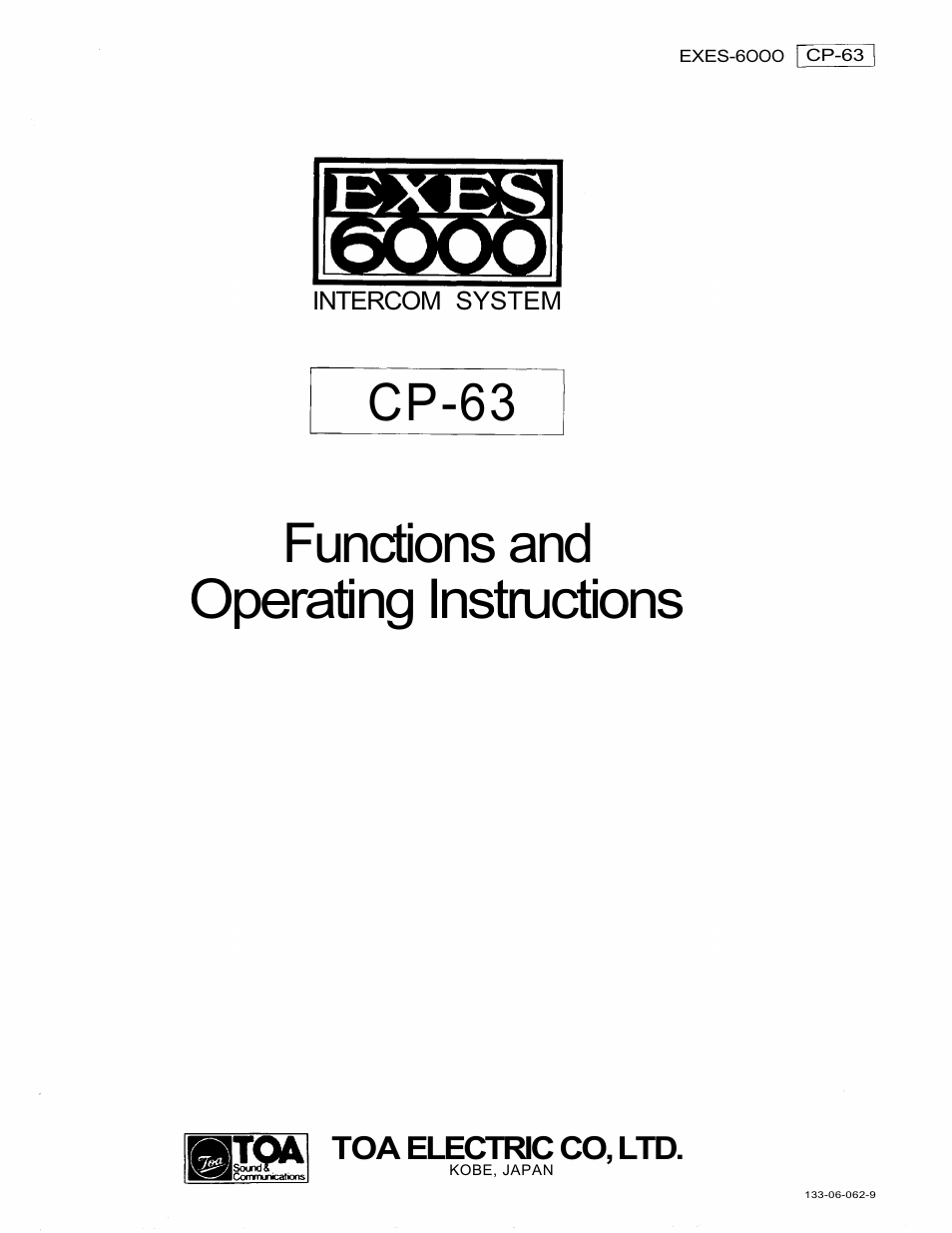 TOA Electronics EXES 6000 CP-63 User Manual | 57 pages