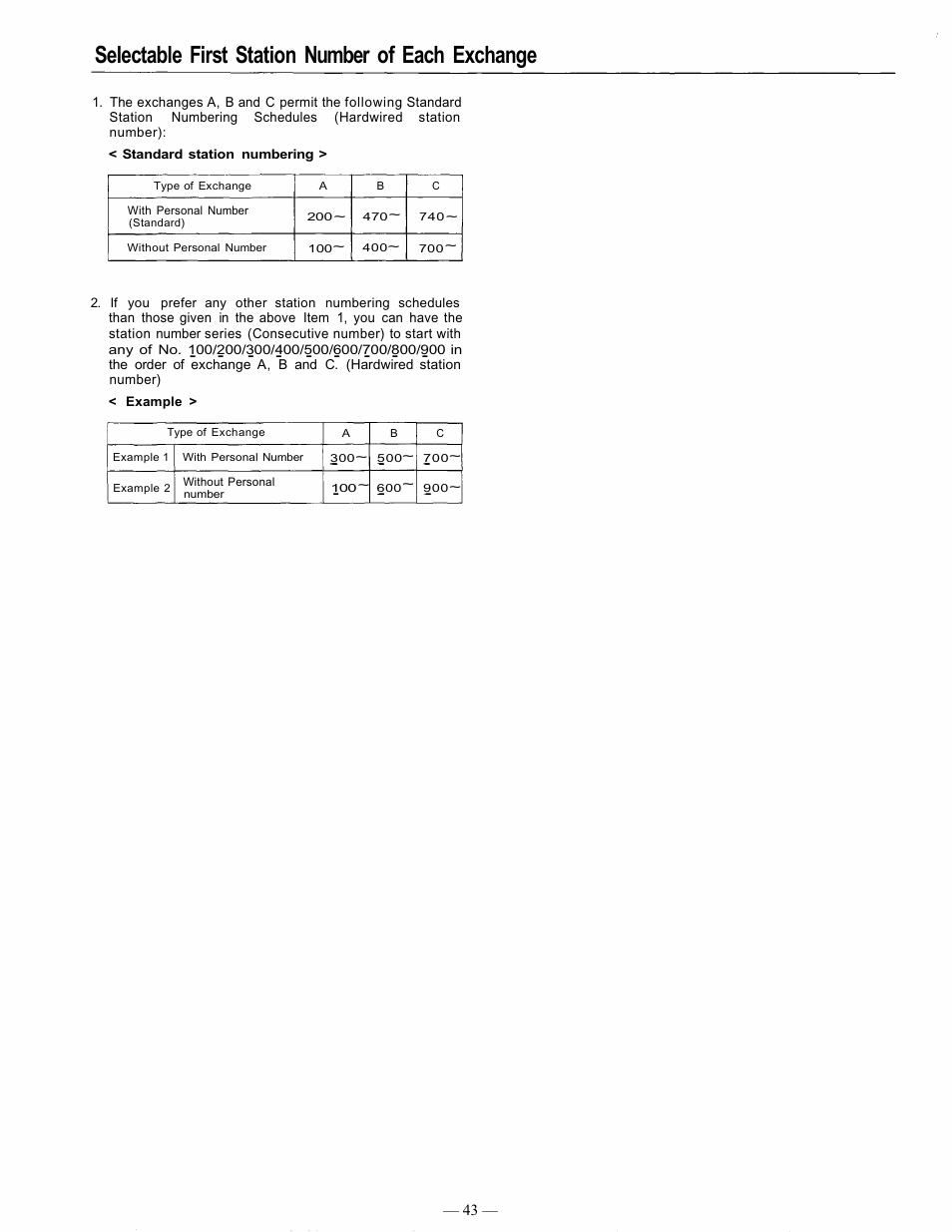 Selectable first station number of each exchange | TOA Electronics EXES 6000 CP-63 User Manual | Page 44 / 57