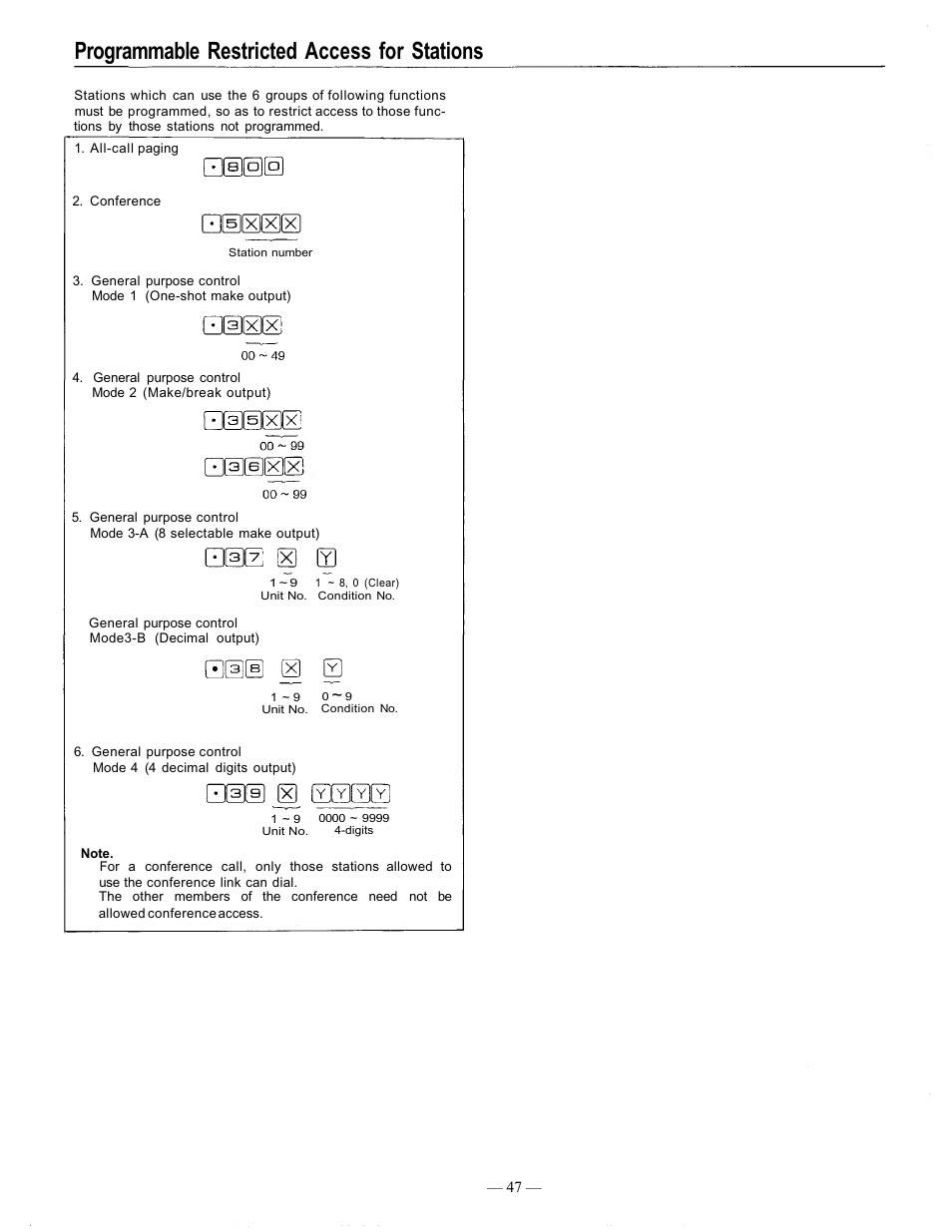 Programmable restricted access for stations | TOA Electronics EXES 6000 CP-63 User Manual | Page 48 / 57