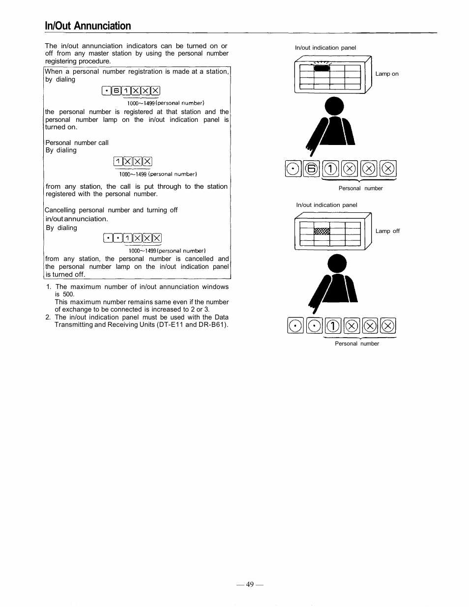 In/out annunciation | TOA Electronics EXES 6000 CP-63 User Manual | Page 50 / 57