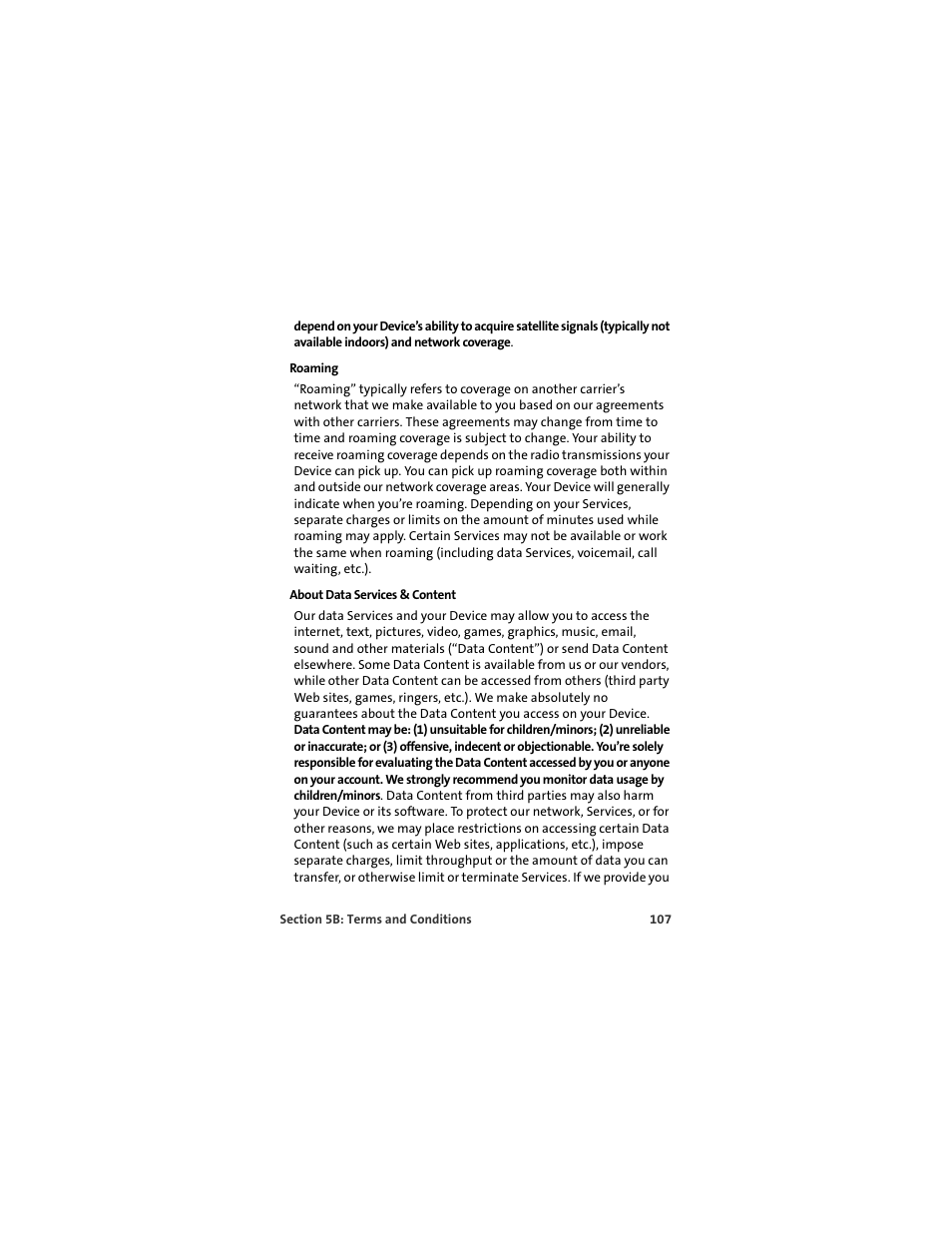 Roaming, About data services & content | TOA Electronics OVATION U720 User Manual | Page 113 / 129