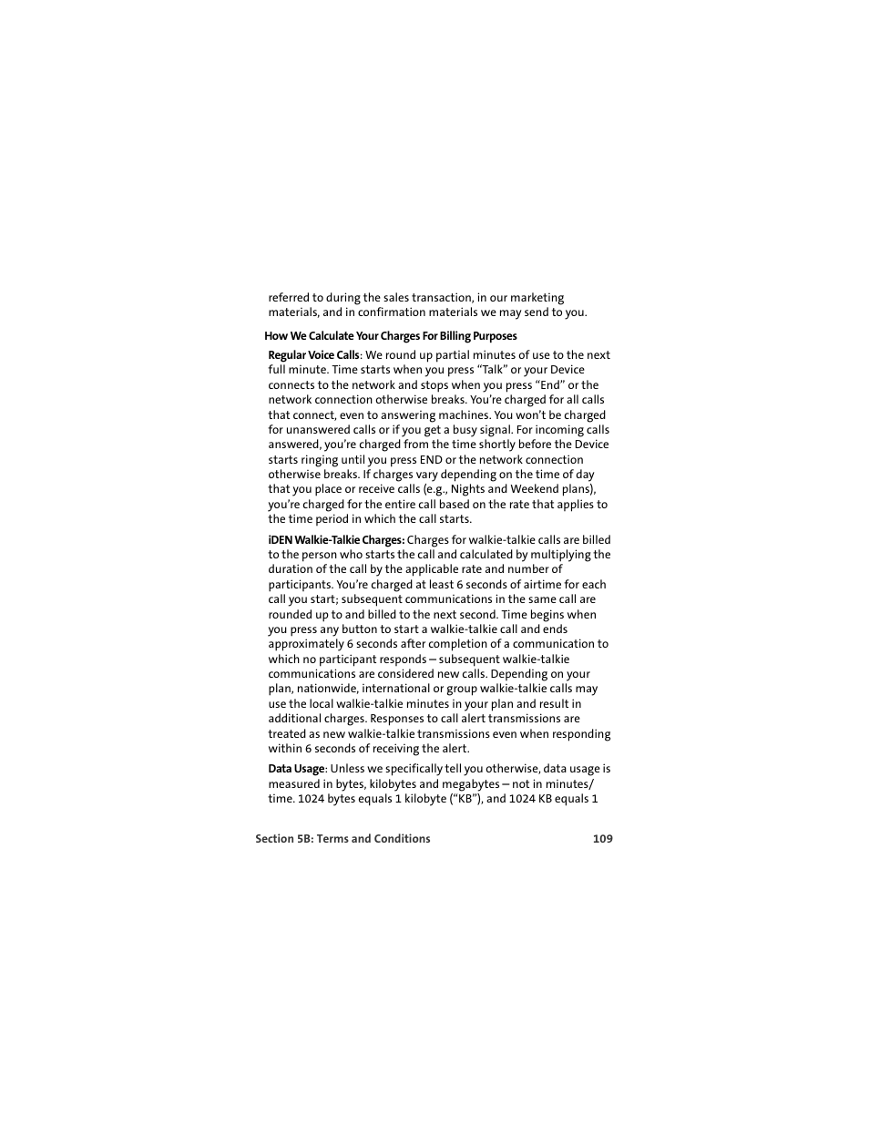 How we calculate your charges for billing purposes | TOA Electronics OVATION U720 User Manual | Page 115 / 129