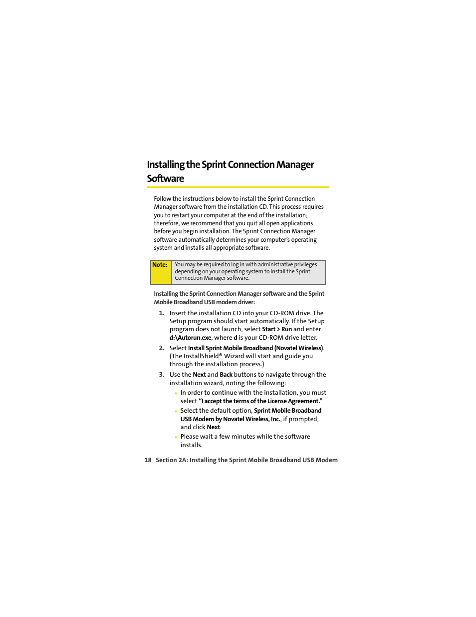 Installing the sprint connection manager software | TOA Electronics OVATION U720 User Manual | Page 24 / 129