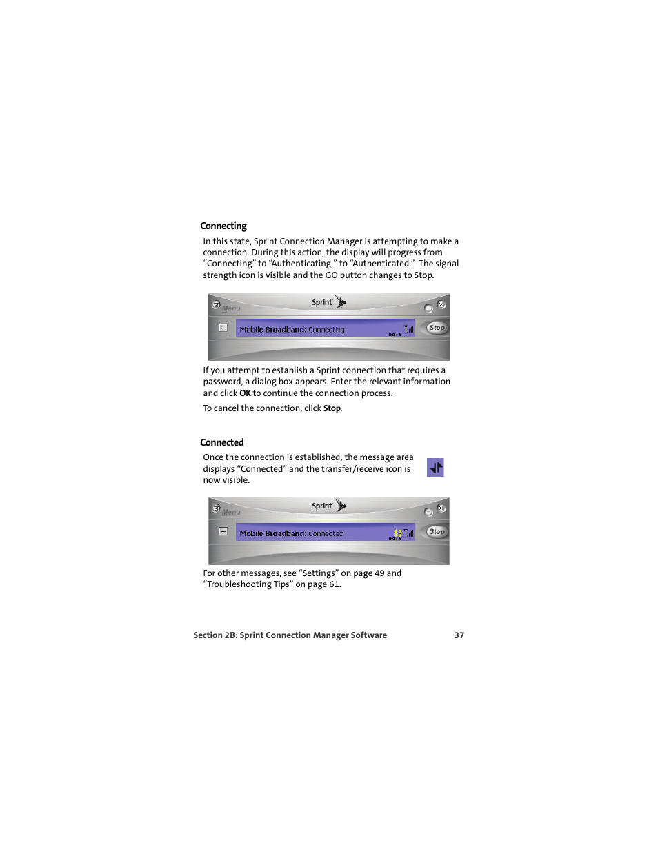 Connecting, Connected | TOA Electronics OVATION U720 User Manual | Page 43 / 129