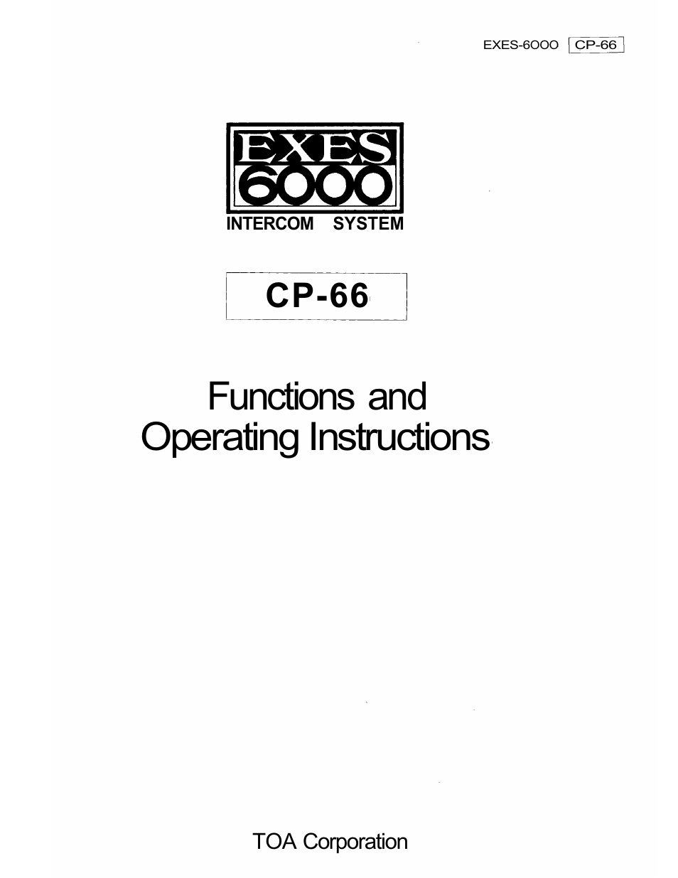 TOA Electronics CP-66 User Manual | 122 pages