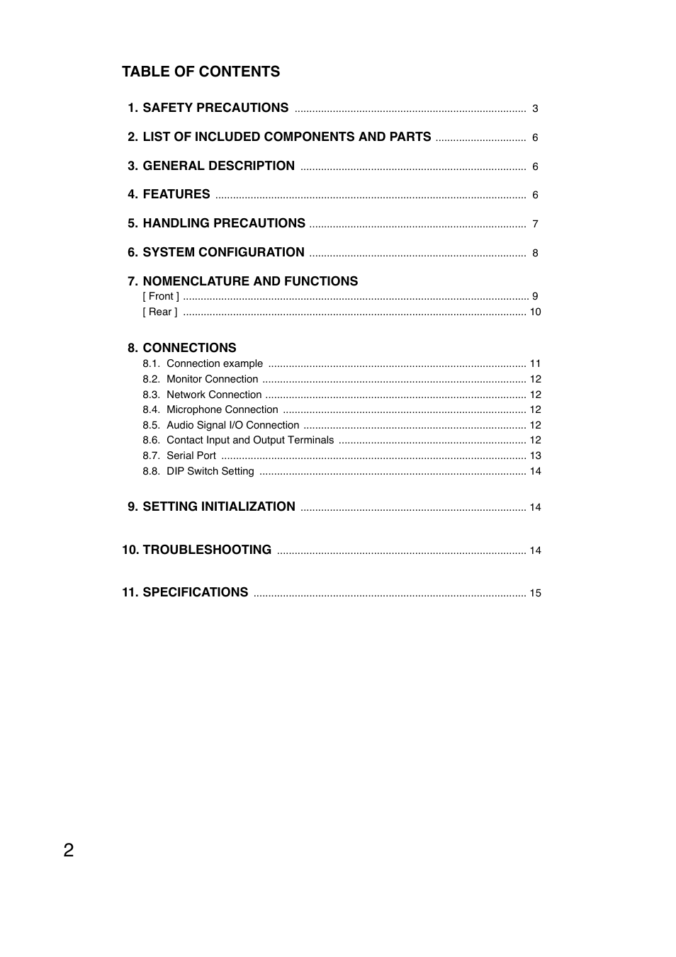TOA Electronics N-VR2010 User Manual | Page 2 / 16