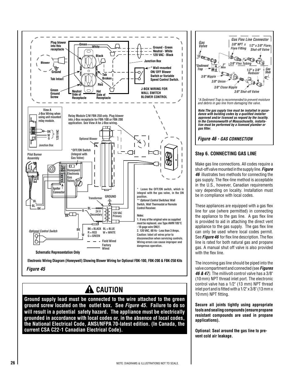 Caution, Figure 45, Step 6. connecting gas line | Figure 46 | TOA Electronics SSDV-3328 User Manual | Page 26 / 36