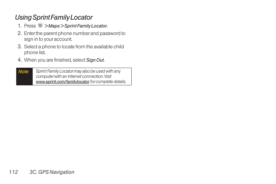 Using sprint family locator | TOA Electronics LG LX290 User Manual | Page 124 / 141