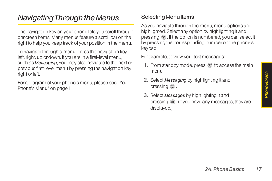 Navigating through the menus, Navigatingthrough the menus | TOA Electronics LG LX290 User Manual | Page 29 / 141