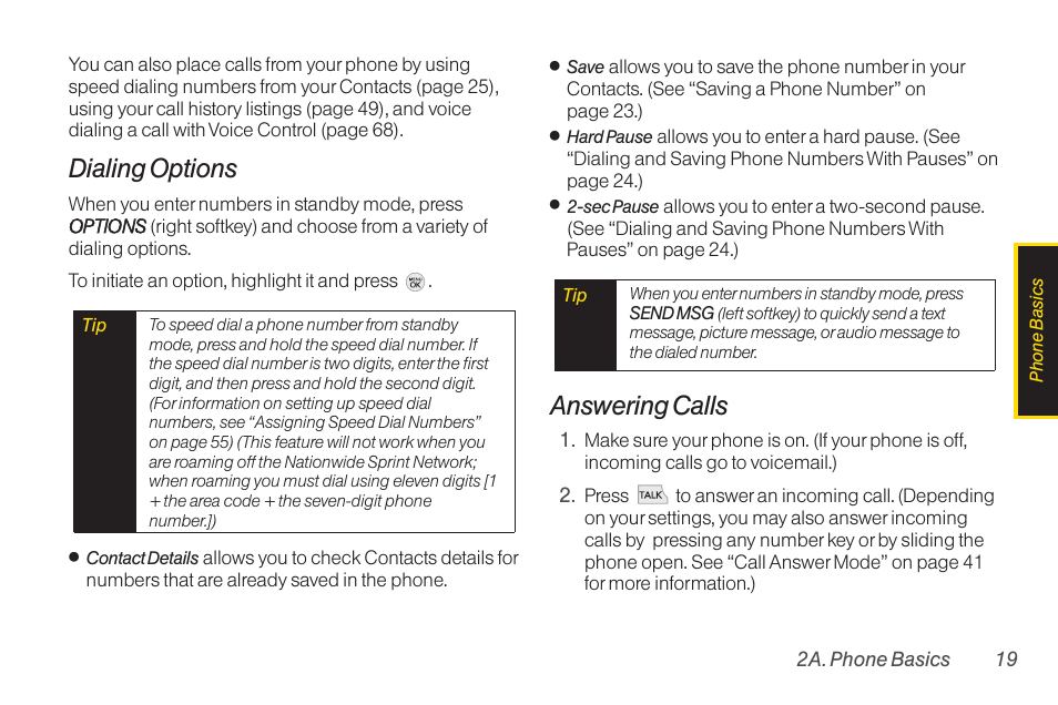 Dialing options, Answering calls | TOA Electronics LG LX290 User Manual | Page 31 / 141