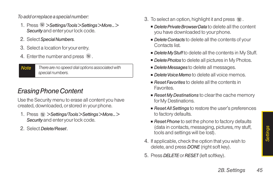 Erasing phone content | TOA Electronics LG LX290 User Manual | Page 57 / 141