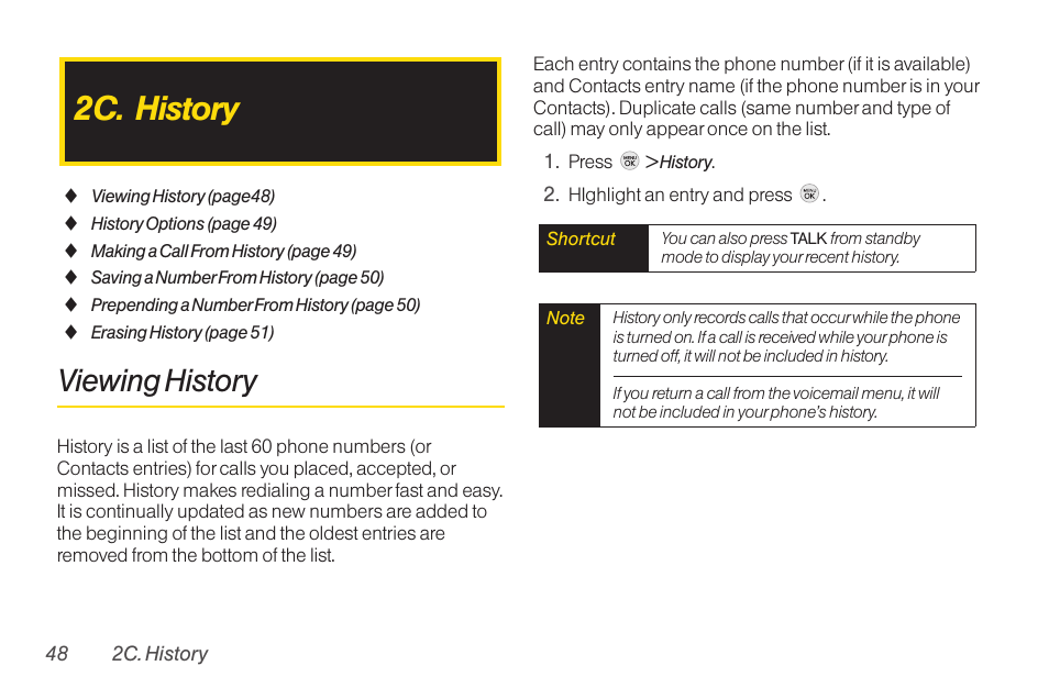 2c. history, Viewing history | TOA Electronics LG LX290 User Manual | Page 60 / 141