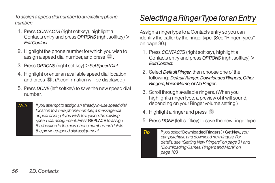 Selecting a ringer type for an entry | TOA Electronics LG LX290 User Manual | Page 68 / 141