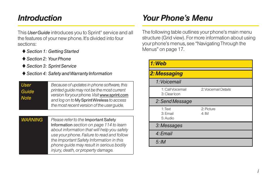 Introduction, Your phone’s menu | TOA Electronics LG LX290 User Manual | Page 7 / 141