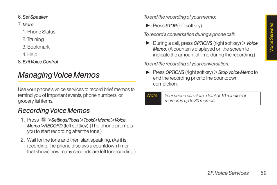 Managing voice memos | TOA Electronics LG LX290 User Manual | Page 81 / 141
