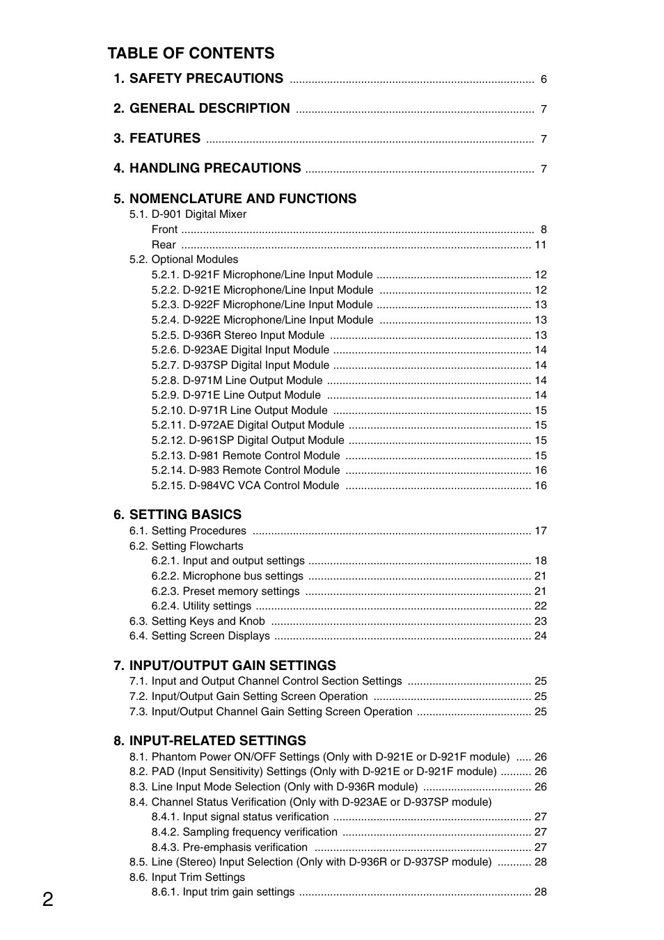 TOA Electronics D-901 User Manual | Page 2 / 94