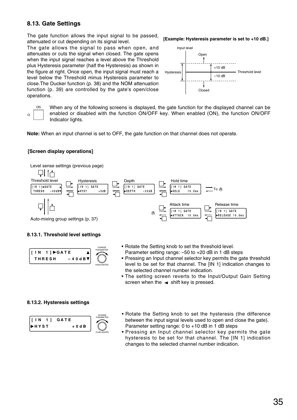 Gate settings | TOA Electronics D-901 User Manual | Page 35 / 94