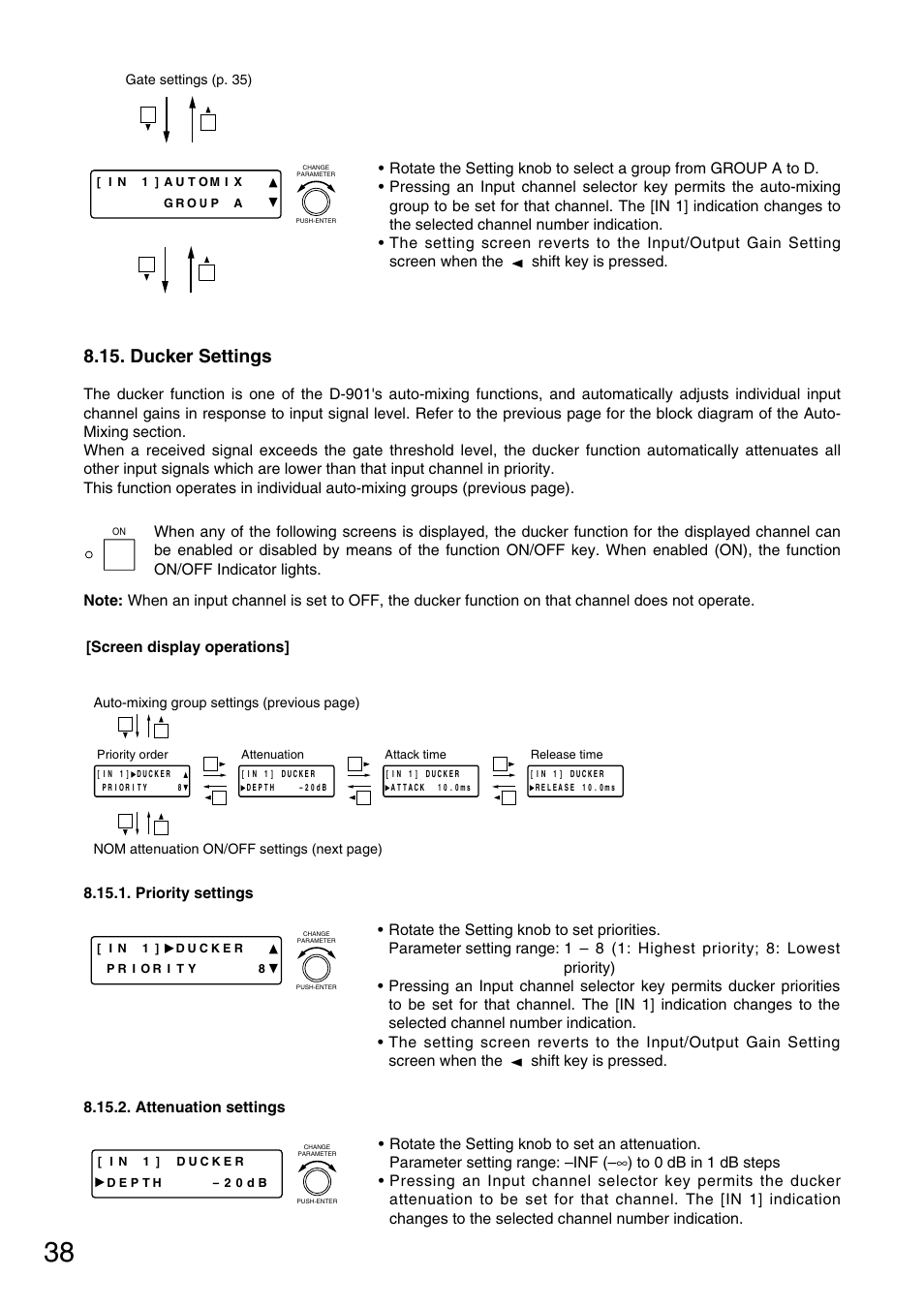 Ducker settings | TOA Electronics D-901 User Manual | Page 38 / 94