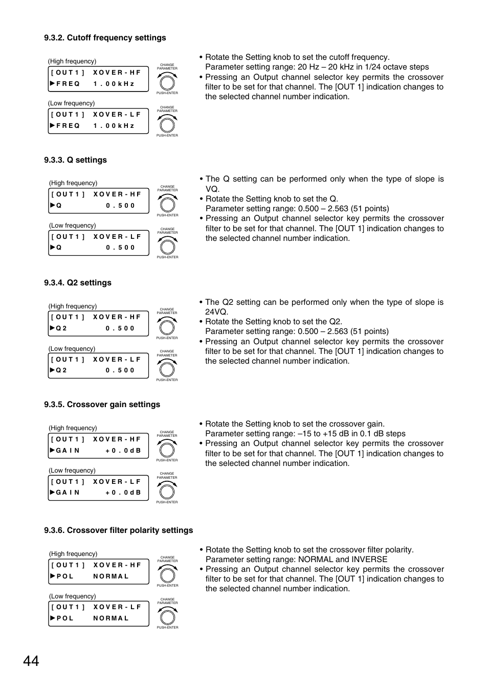 Cutoff frequency settings | TOA Electronics D-901 User Manual | Page 44 / 94