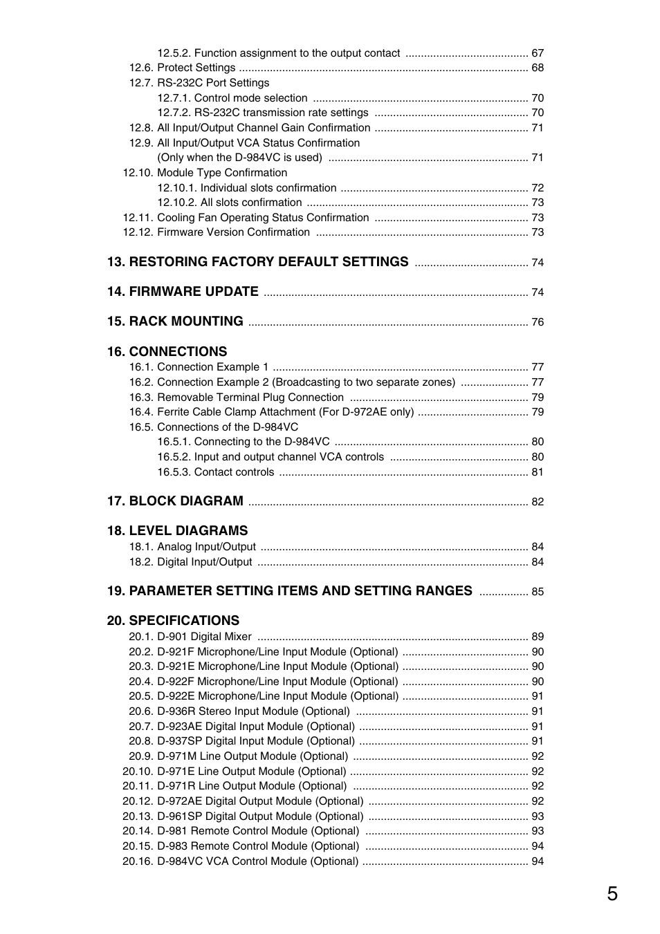 TOA Electronics D-901 User Manual | Page 5 / 94