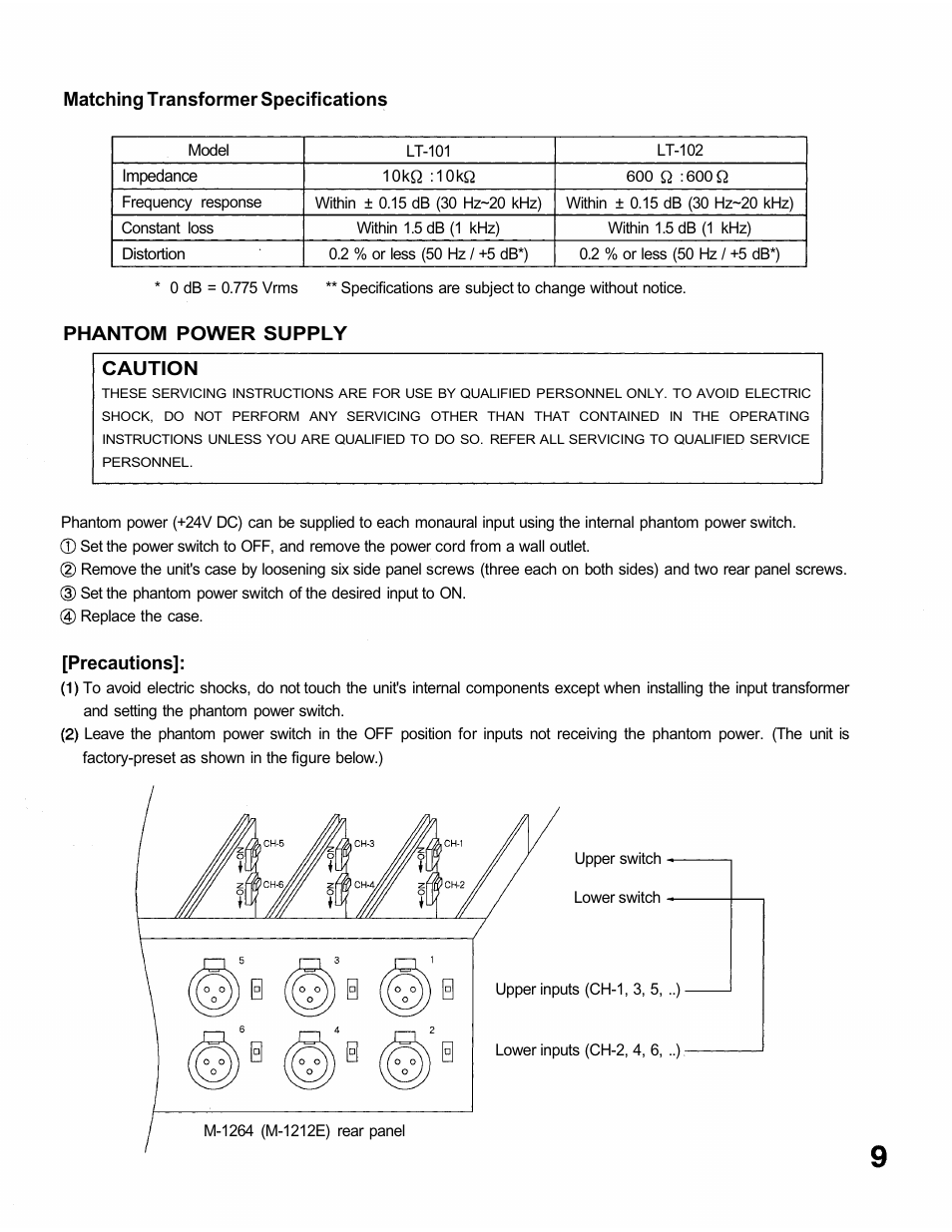 TOA Electronics M-1264 M-1212E User Manual | Page 9 / 16