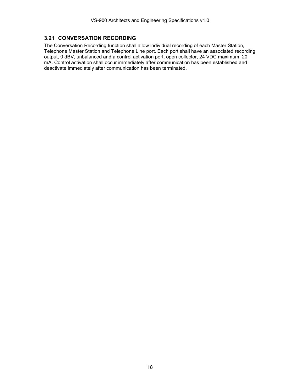 Conversation recording, 21 conversation recording | TOA Electronics VS-900 User Manual | Page 18 / 18