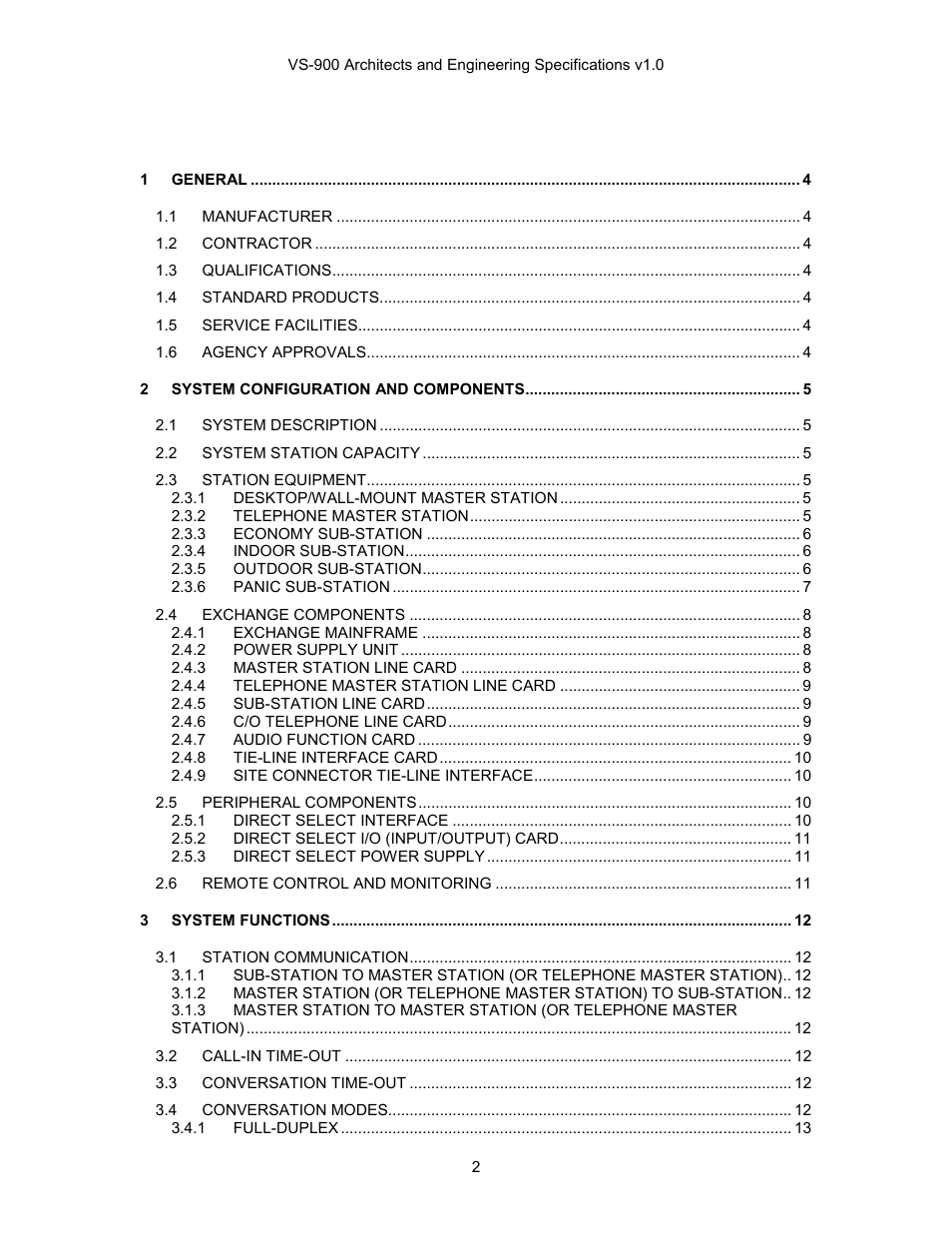 TOA Electronics VS-900 User Manual | Page 2 / 18