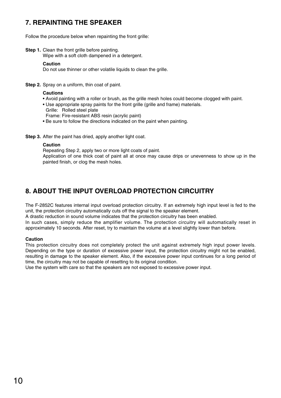 TOA Electronics F-2852C User Manual | Page 10 / 12