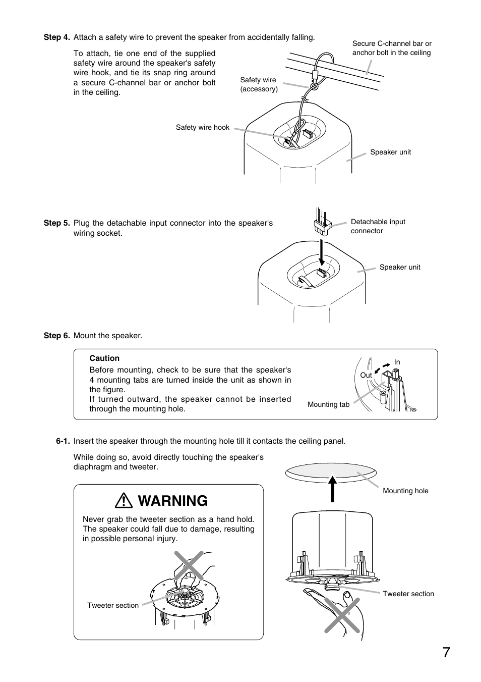 Warning | TOA Electronics F-2852C User Manual | Page 7 / 12