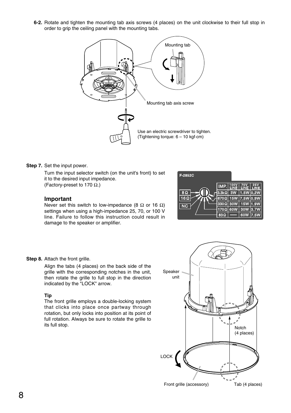 TOA Electronics F-2852C User Manual | Page 8 / 12