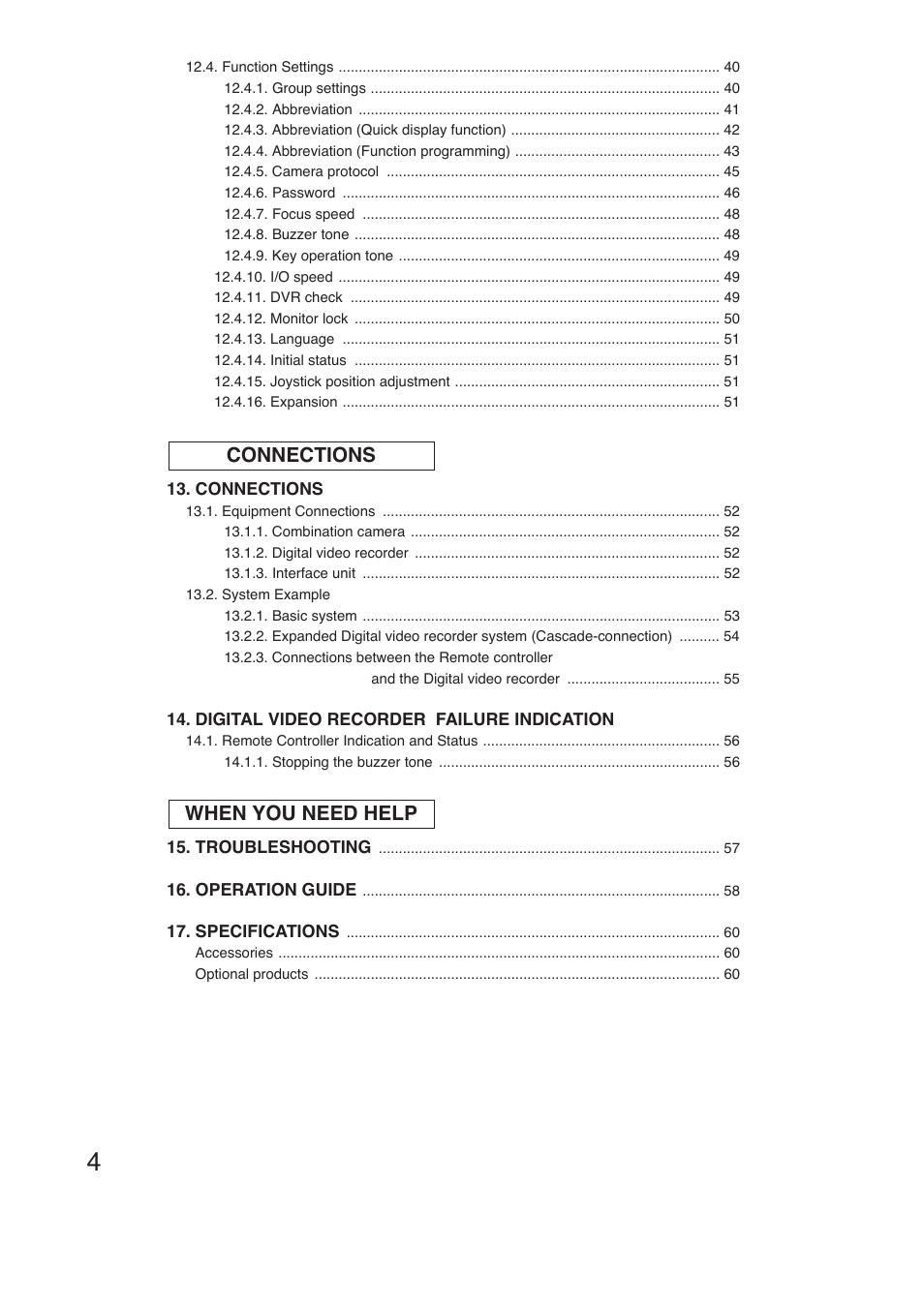 When you need help connections | TOA Electronics C-RM1000 CU User Manual | Page 4 / 60