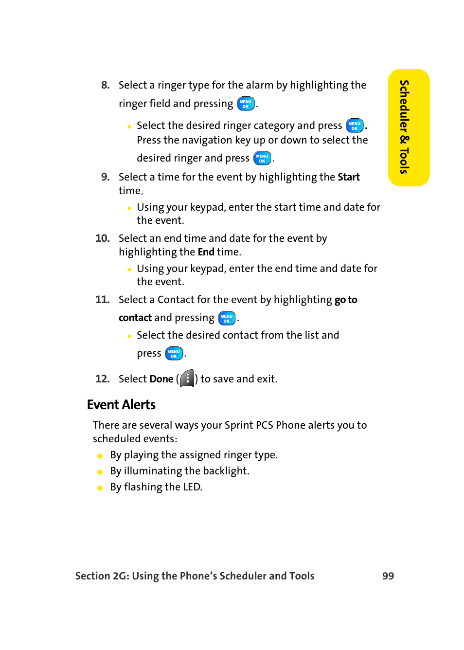 Event alerts, Scheduler & to ols | TOA Electronics Sprint Power Vision A920 User Manual | Page 123 / 272