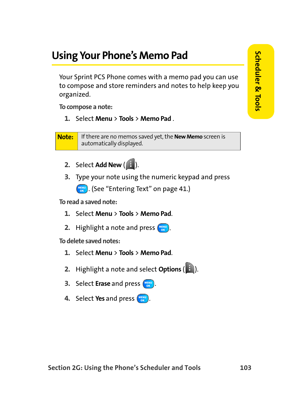 Using your phone’s memo pad | TOA Electronics Sprint Power Vision A920 User Manual | Page 127 / 272