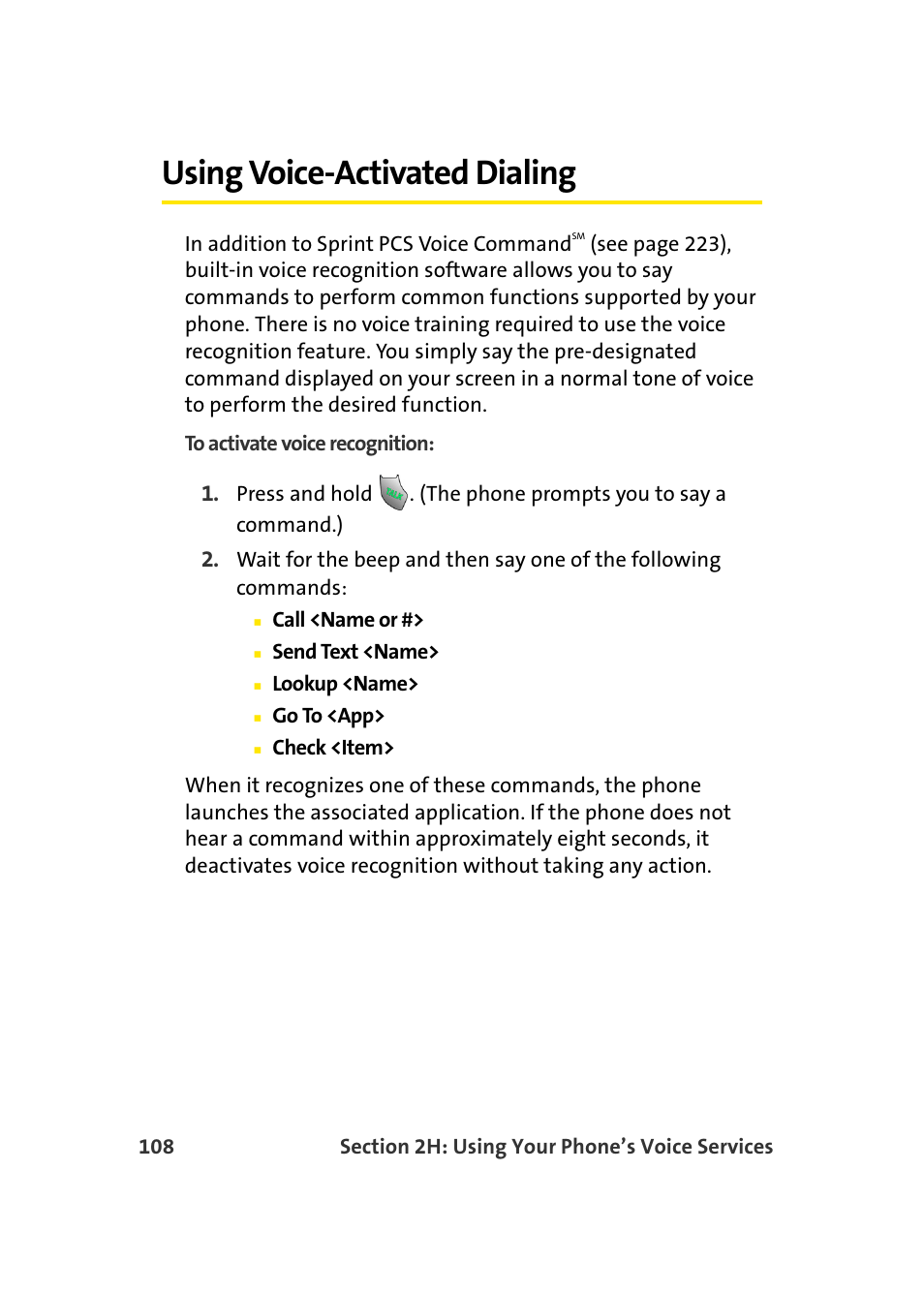 Using voice-activated dialing | TOA Electronics Sprint Power Vision A920 User Manual | Page 132 / 272