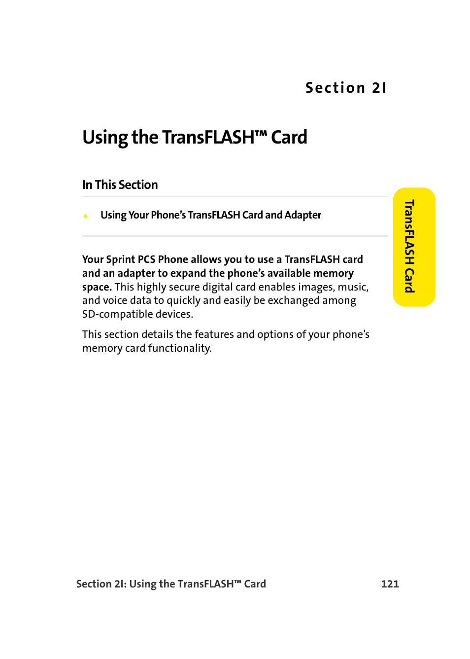 Using the transflash™ card, 2i. using the transflash™ card | TOA Electronics Sprint Power Vision A920 User Manual | Page 145 / 272